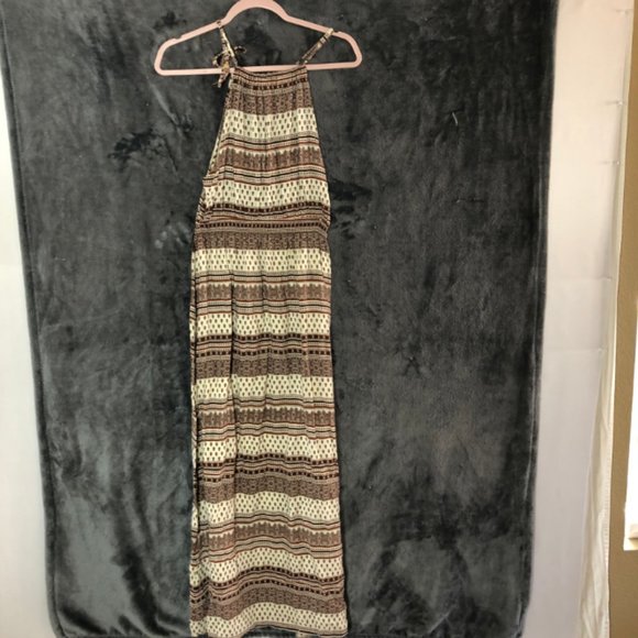 Brown & White Aztec Print Maxi Dress SZ L - Picture 6 of 6
